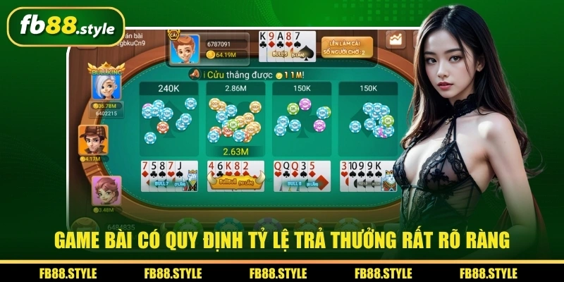 Game Bull Bull có quy định tỷ lệ trả thưởng rất rõ ràng