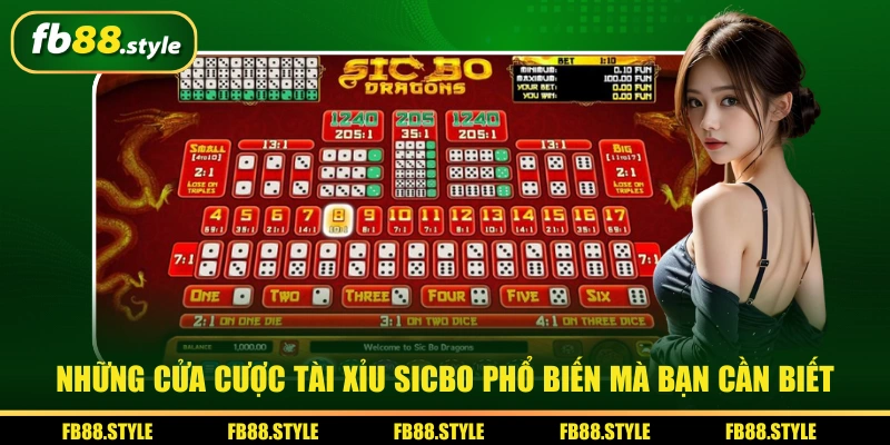 Những cửa cược tài xỉu sicbo phổ biến mà bạn cần biết