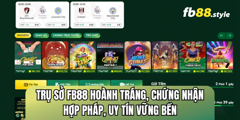 Trụ sở FB88 hoành tráng, chứng nhận hợp pháp, uy tín vững bền